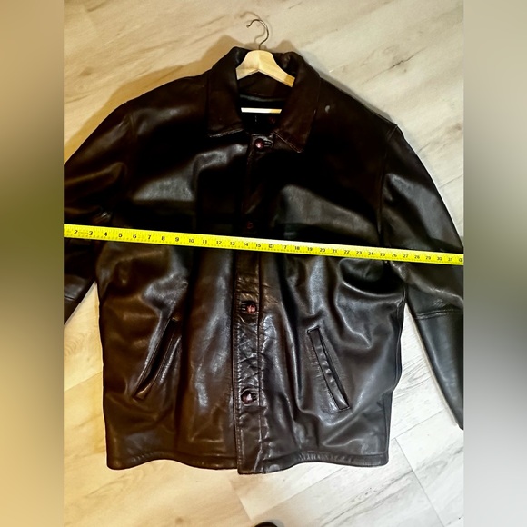 GOLDEN HAWK Vintage Brown Leather Button Up Moto Coat Removable Lining Men’s 2XL - Picture 15 of 16